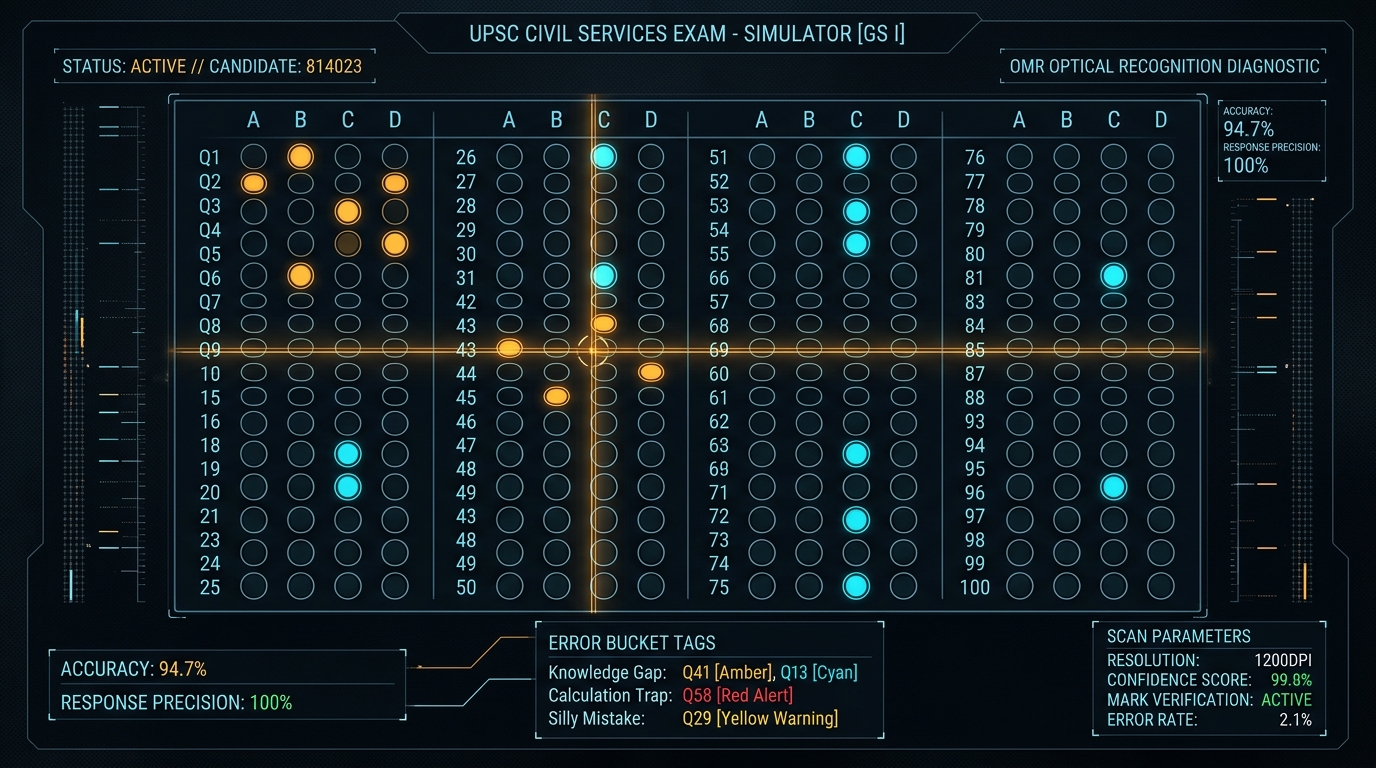 UPSC 4-Bubble OMR Virtual Simulator